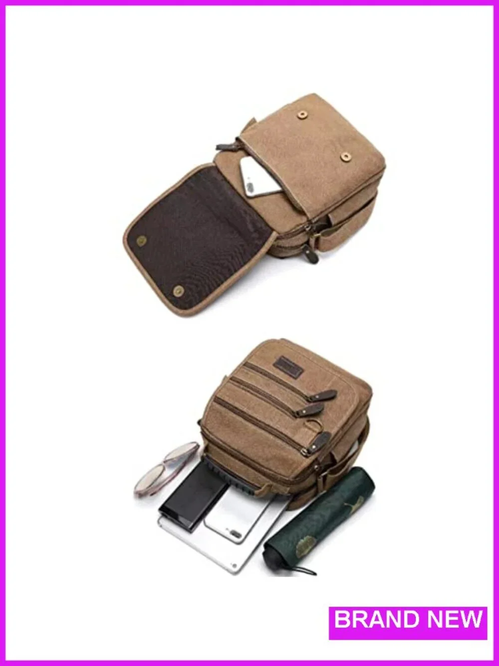 Canvas Messenger Bag Crossbody Shoulder Bag Vintage Multi-function Work Bag